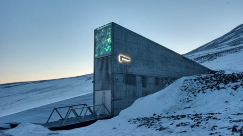 The portal building and the entrance of the Svalbard Global Seed Vault. Credit: Svalbard Global Seed Vault/Riccardo Gangale Svalbard Global Seed Vault